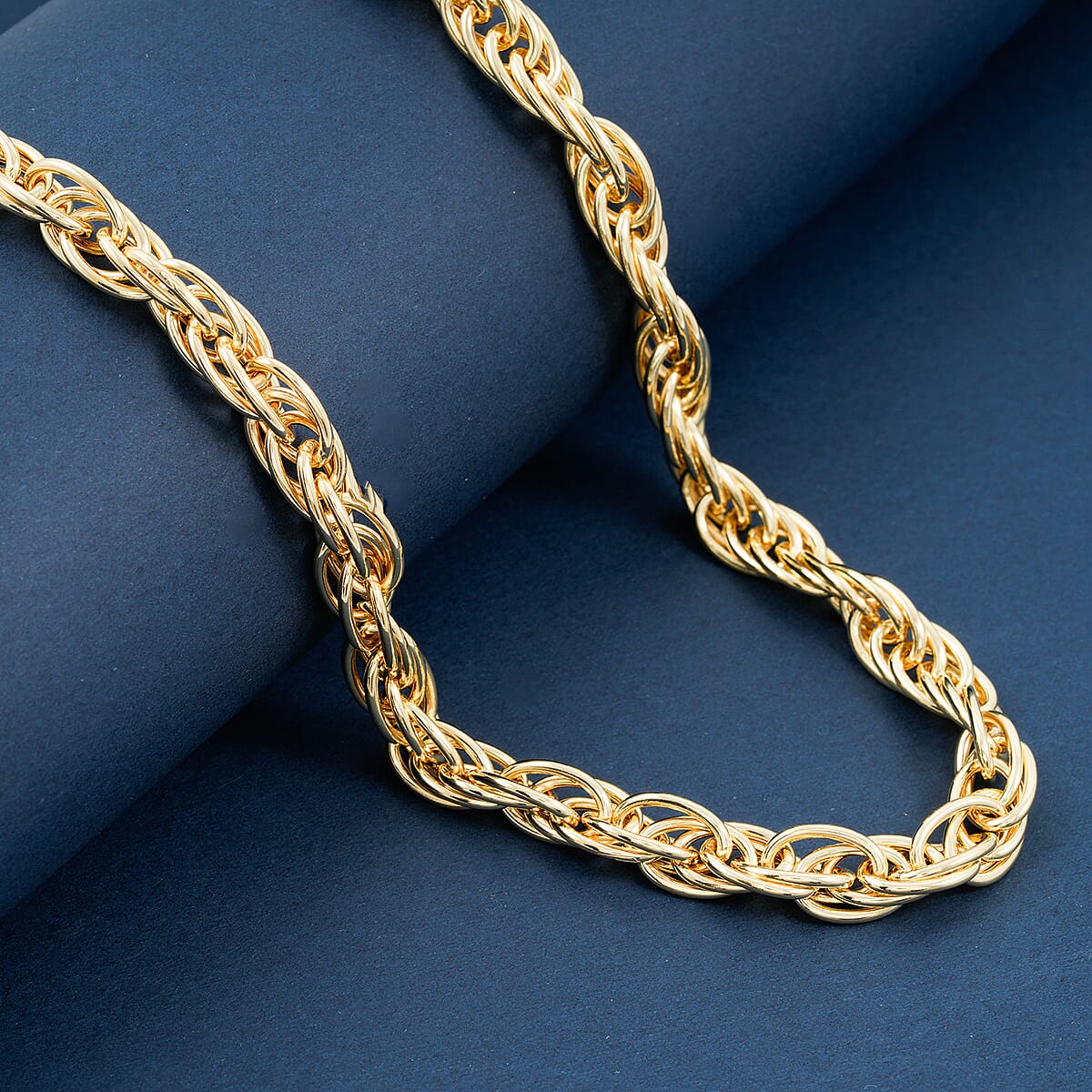 La Bella Italian Fancy Rope Chain Necklace in 14K Yellow Gold Over Sterling Silver 29.2 Grams 22 Inches image number 1