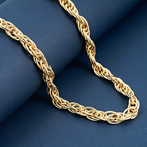 La Bella Italian Fancy Rope Chain Necklace in 14K Yellow Gold Over Sterling Silver 29.2 Grams 22 Inches