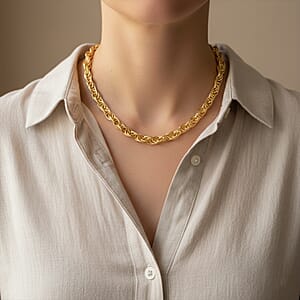 La Bella Italian Fancy Rope Chain Necklace in 14K Yellow Gold Over Sterling Silver 29.2 Grams 22 Inches