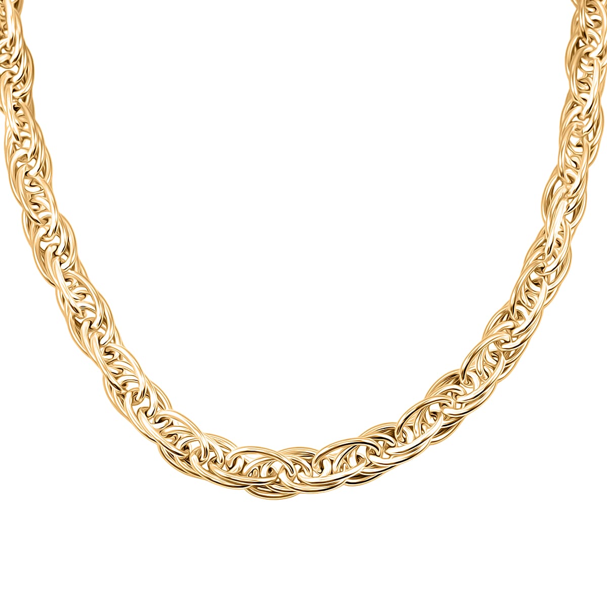 La Bella Italian Fancy Rope Chain Necklace in 14K Yellow Gold Over Sterling Silver 29.2 Grams 22 Inches image number 3