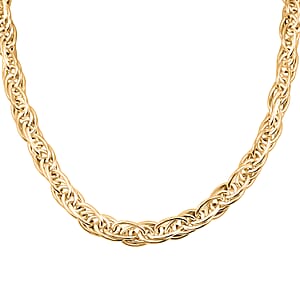 La Bella Italian Fancy Rope Chain Necklace in 14K Yellow Gold Over Sterling Silver 29.2 Grams 22 Inches