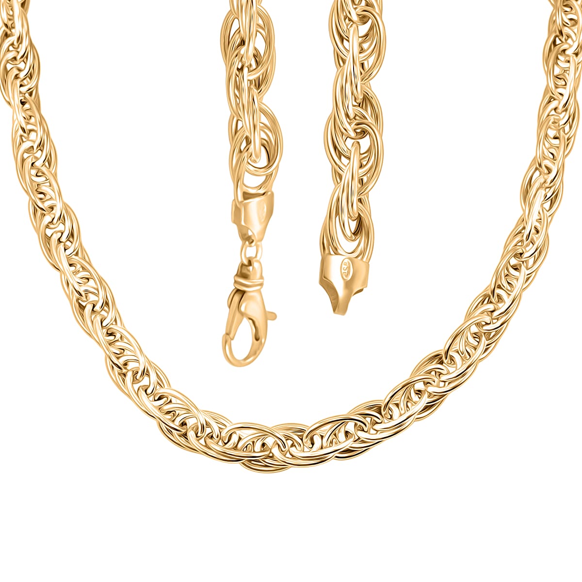 La Bella Italian Fancy Rope Chain Necklace in 14K Yellow Gold Over Sterling Silver 29.2 Grams 22 Inches image number 4
