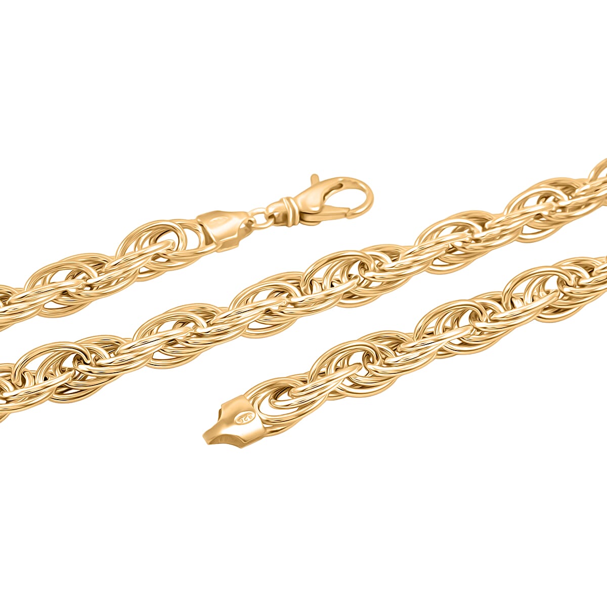 La Bella Italian Fancy Rope Chain Necklace in 14K Yellow Gold Over Sterling Silver 29.2 Grams 22 Inches image number 5