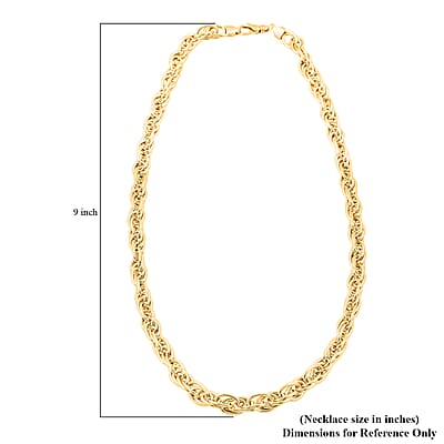 La Bella Italian Fancy Rope Chain Necklace in 14K Yellow Gold Over Sterling Silver 29.2 Grams 22 Inches