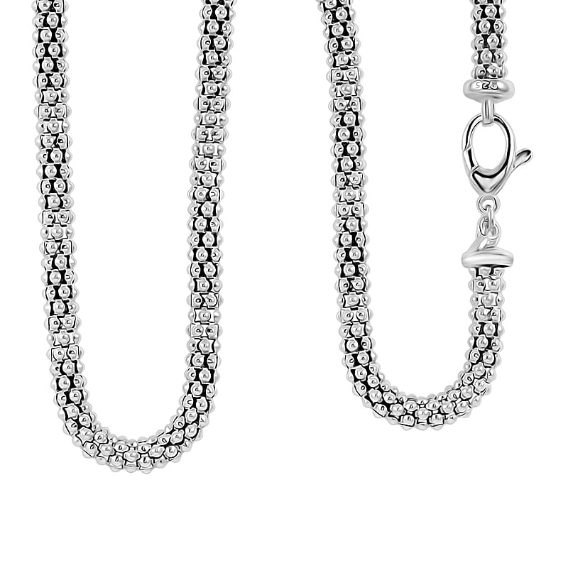 La Bella Italian Sterling Silver Popcorn Chain Necklace (22 Inches) (24 Grams)