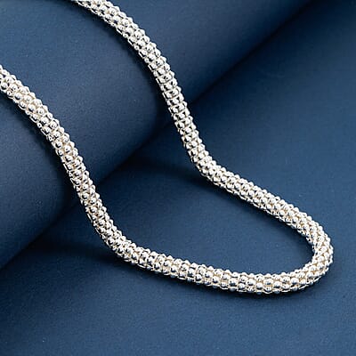 La Bella Italian Sterling Silver Popcorn Chain Necklace (22 Inches) (24 Grams)