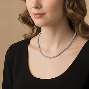 La Bella Italian Sterling Silver Popcorn Chain Necklace (22 Inches) (24 Grams)