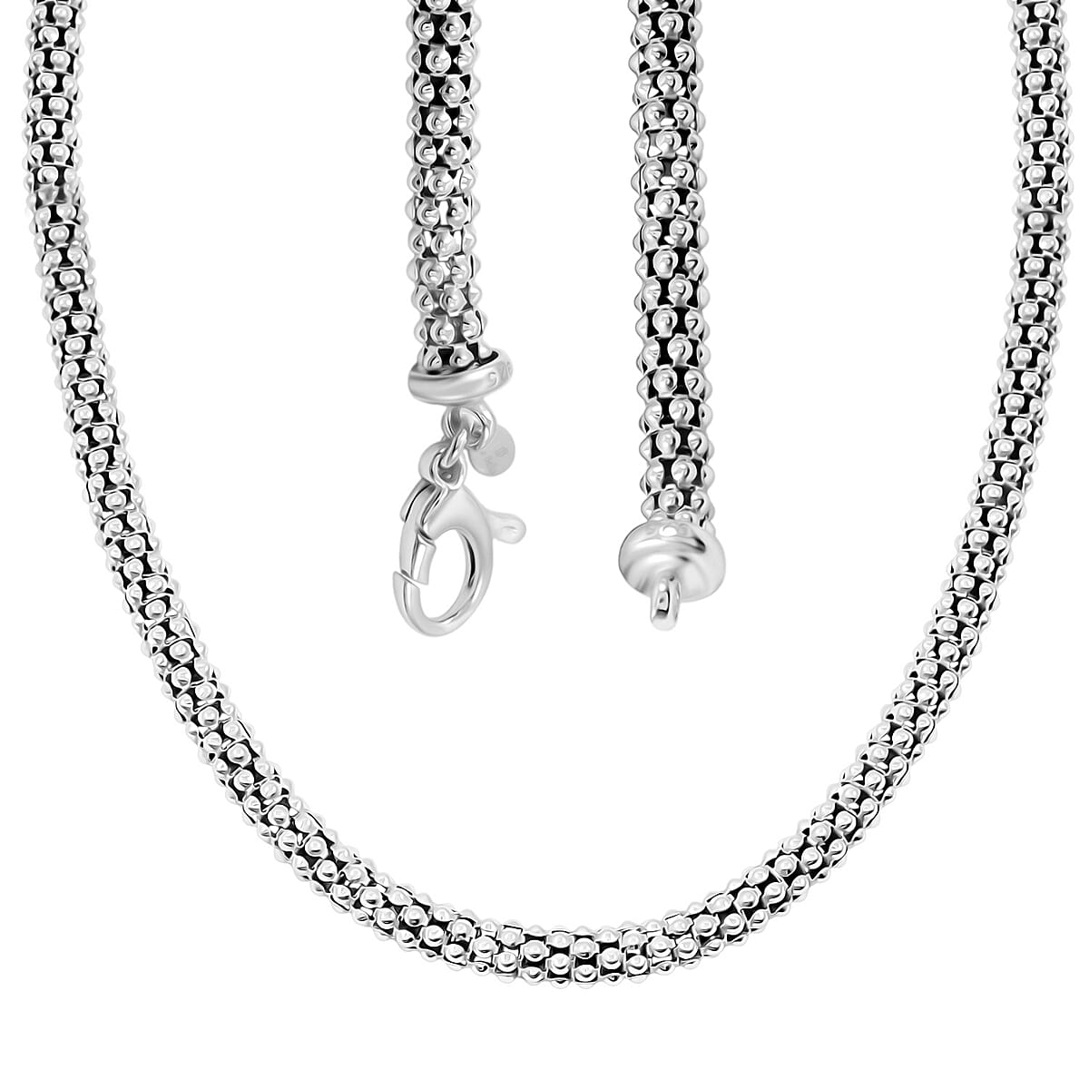 La Bella Italian Pop Corn Chain Necklace in Sterling Silver 24 Grams 22 Inches image number 4