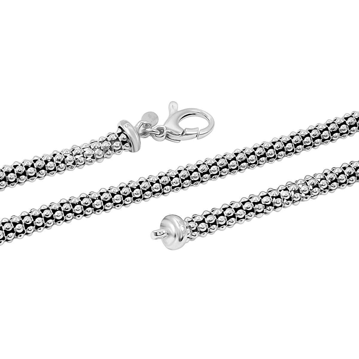 La Bella Italian Pop Corn Chain Necklace in Sterling Silver 24 Grams 22 Inches image number 5