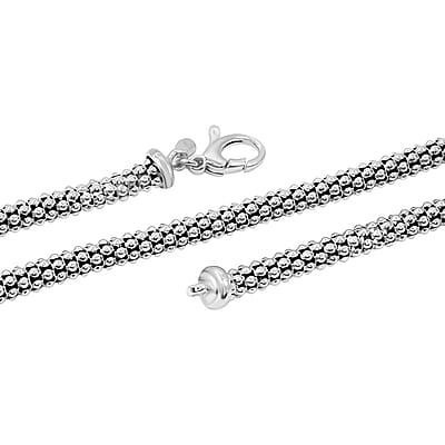 La Bella Italian Sterling Silver Popcorn Chain Necklace (22 Inches) (24 Grams)