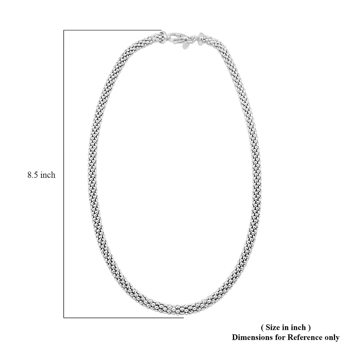 La Bella Italian Pop Corn Chain Necklace in Sterling Silver 24 Grams 22 Inches image number 6