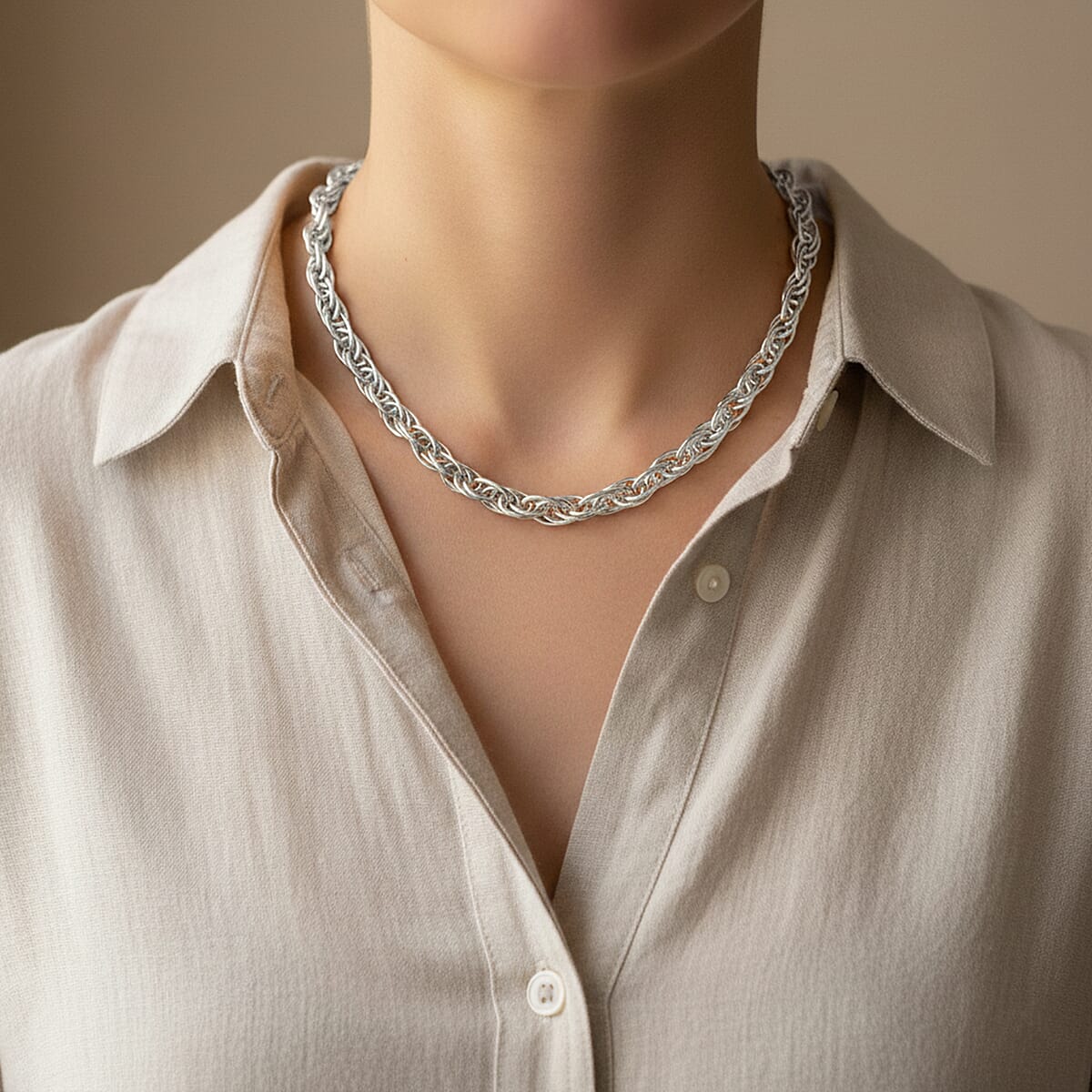 La Bella Italian Fancy Rope Chain Necklace in Sterling Silver 29.2 Grams 22 Inches image number 2