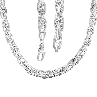La Bella Italian Fancy Rope Chain Necklace in Sterling Silver 29.2 Grams 22 Inches