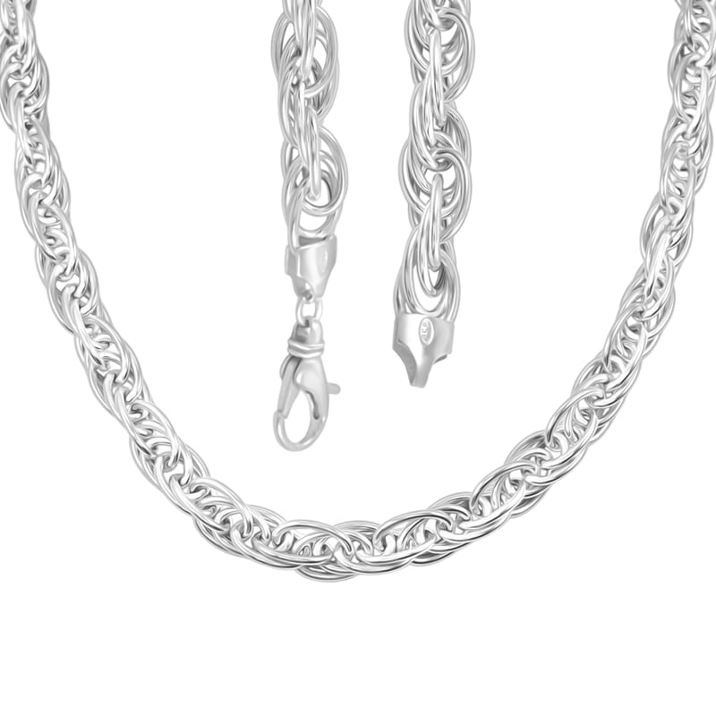 La Bella Italian Fancy Rope Chain Necklace in Sterling Silver 29.2 Grams 22 Inches