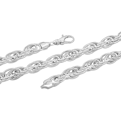 La Bella Italian Fancy Rope Chain Necklace in Sterling Silver 29.2 Grams 22 Inches