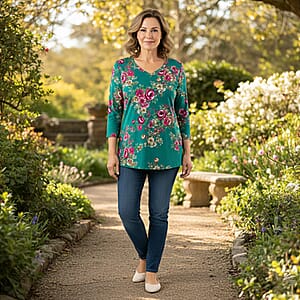 Pioneer Woman Multi Desert Flower Knit Three-quarter Sleeve Blouse S