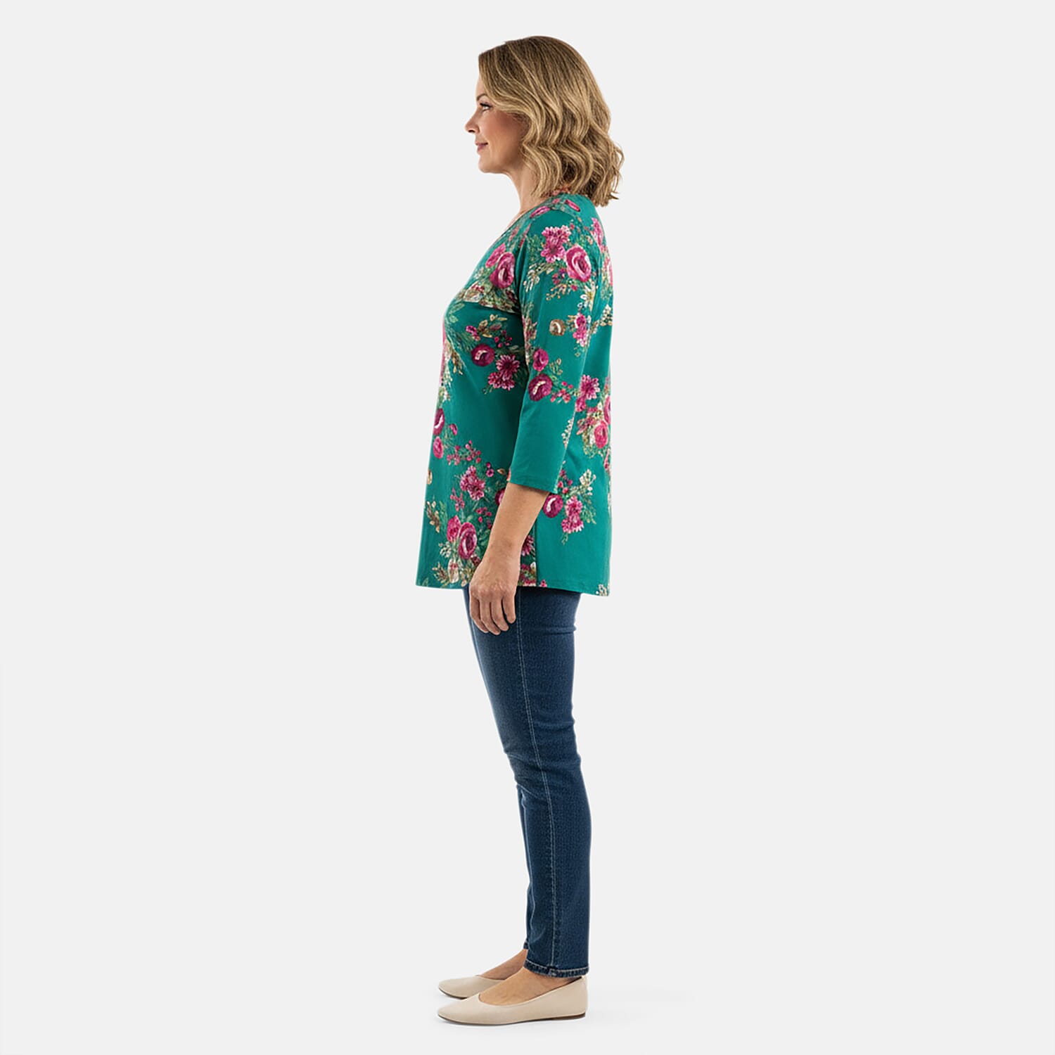 Pioneer Woman Multi Desert Flower Knit Three-quarter Sleeve Blouse S