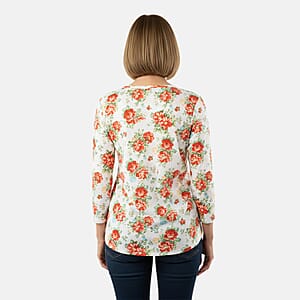Pioneer Woman Multi Vintage Floral Knit Three-quarter Sleeve Blouse M