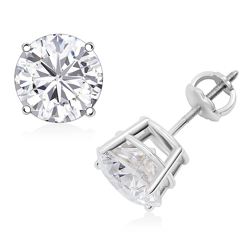 10K White Gold Lab Grown Diamond F- VS Solitaire Stud Earrings 4.00 ctw