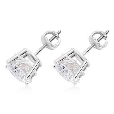10K White Gold Lab Grown Diamond F- VS Solitaire Stud Earrings 4.00 ctw