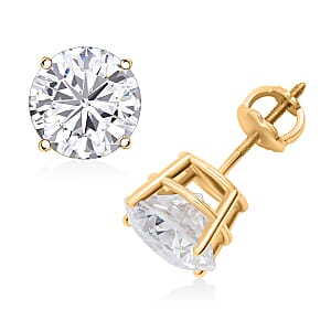 Diamond 4.00 ctw Solitaire Stud Earrings in 10K Yellow Gold