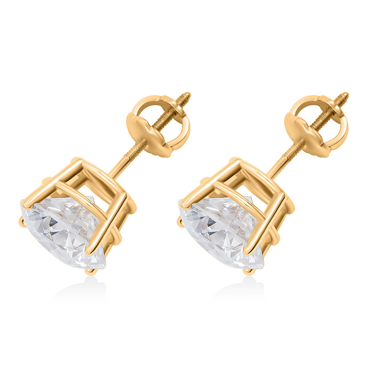 Diamond 4.00 ctw Solitaire Stud Earrings in 10K Yellow Gold image number 3