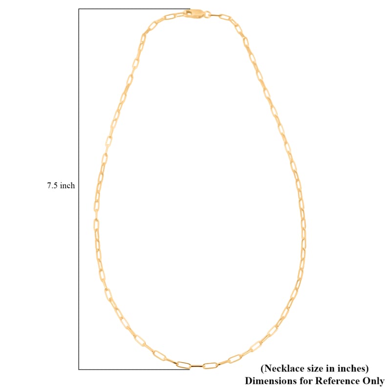 Italian 2.20mm Paper Clip Chain Necklace in 14K YG Over Sterling Silver 16 Inches 3.65 Grams