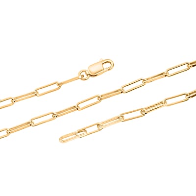 Italian 3mm Paper Clip Chain Necklace in 14K Yellow Gold Over Sterling Silver 6.25 Grams 16 Inches