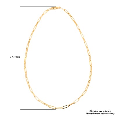 Italian 3mm Paper Clip Chain Necklace in 14K Yellow Gold Over Sterling Silver 6.25 Grams 16 Inches