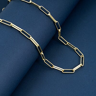 Italian 4.20mm Paper Clip Chain Necklace in 14K YG Over Sterling Silver 12.4 Grams 16 Inches