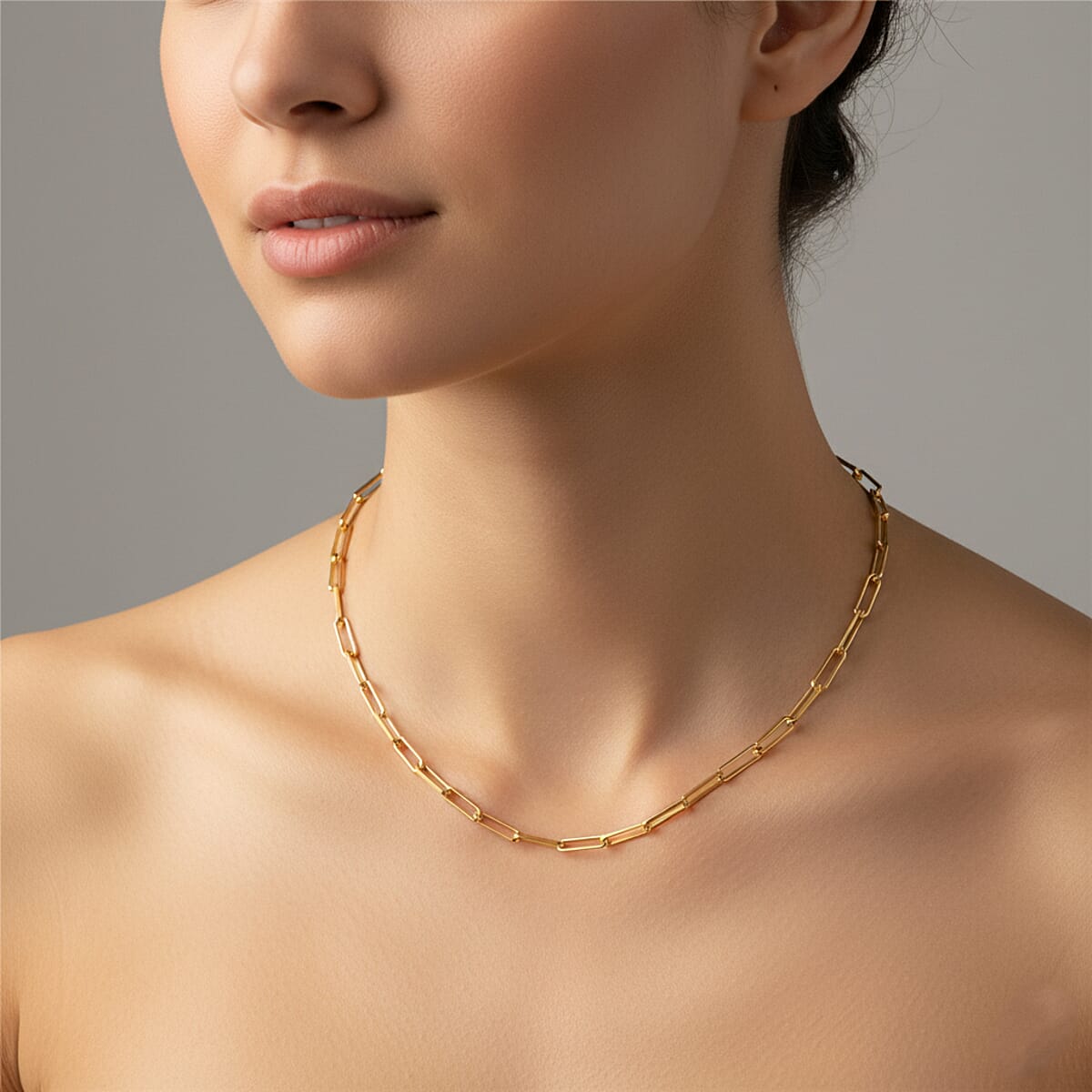 Italian 4.20mm Paper Clip Chain Necklace in 14K YG Over Sterling Silver 12.4 Grams 16 Inches image number 2