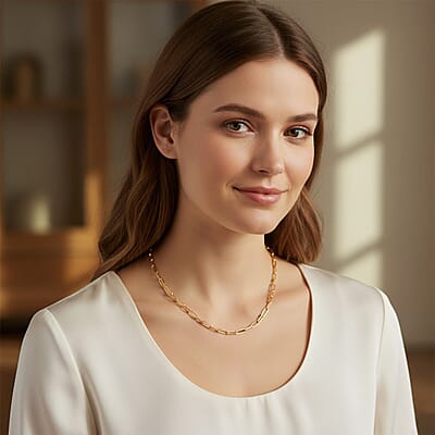 Italian 2.20mm Paper Clip Chain Necklace in 14K YG Over Sterling Silver 18 Inches 4.05 Grams
