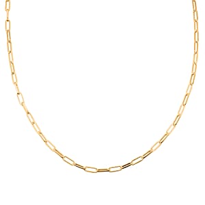 Italian 2.20mm Paper Clip Chain Necklace in 14K YG Over Sterling Silver 18 Inches 4.05 Grams