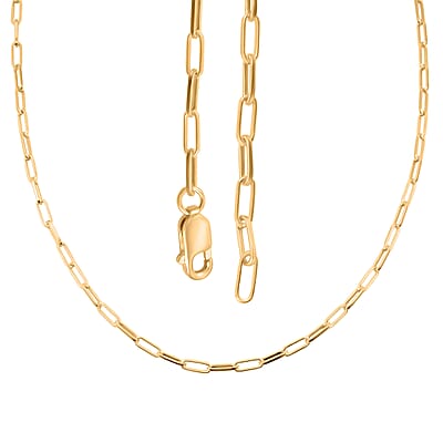 Italian 2.20mm Paper Clip Chain Necklace in 14K YG Over Sterling Silver 18 Inches 4.05 Grams
