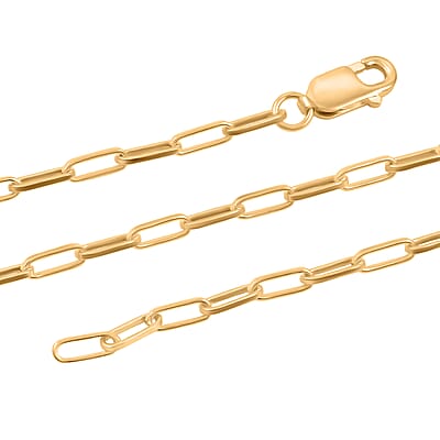 Italian 2.20mm Paper Clip Chain Necklace in 14K YG Over Sterling Silver 18 Inches 4.05 Grams