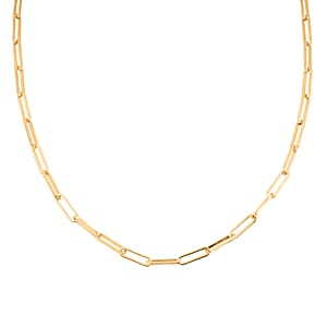 Italian 3mm Paper Clip Chain Necklace in 14K Yellow Gold Over Sterling Silver 7.05 Grams 18 Inches