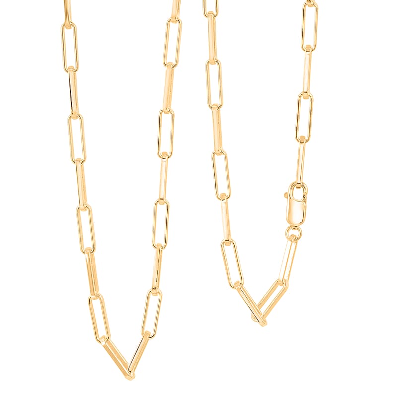Italian 4.20mm Paper Clip Chain Necklace in 14K YG Over Sterling Silver 13.9 Grams 18 Inches