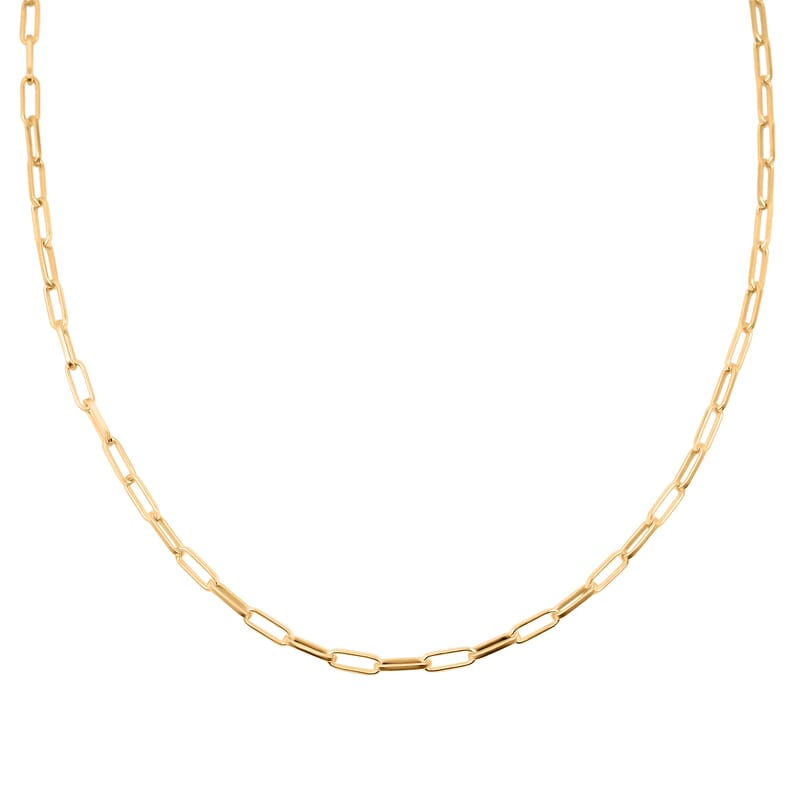 Italian 2.20mm Paper Clip Chain Necklace in 14K YG Over Sterling Silver 20 Inches 4.50 Grams