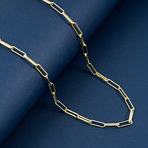 Italian 3mm Paper Clip Chain Necklace in 14K Yellow Gold Over Sterling Silver 7.80 Grams 20 Inches