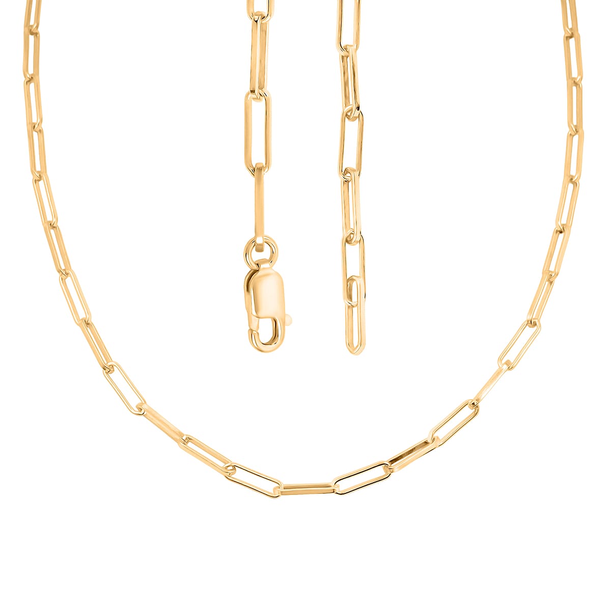 Italian 3mm Paper Clip Chain Necklace in 14K Yellow Gold Over Sterling Silver 7.80 Grams 20 Inches image number 4