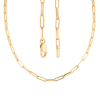 Italian 3mm Paper Clip Chain Necklace in 14K Yellow Gold Over Sterling Silver 7.80 Grams 20 Inches