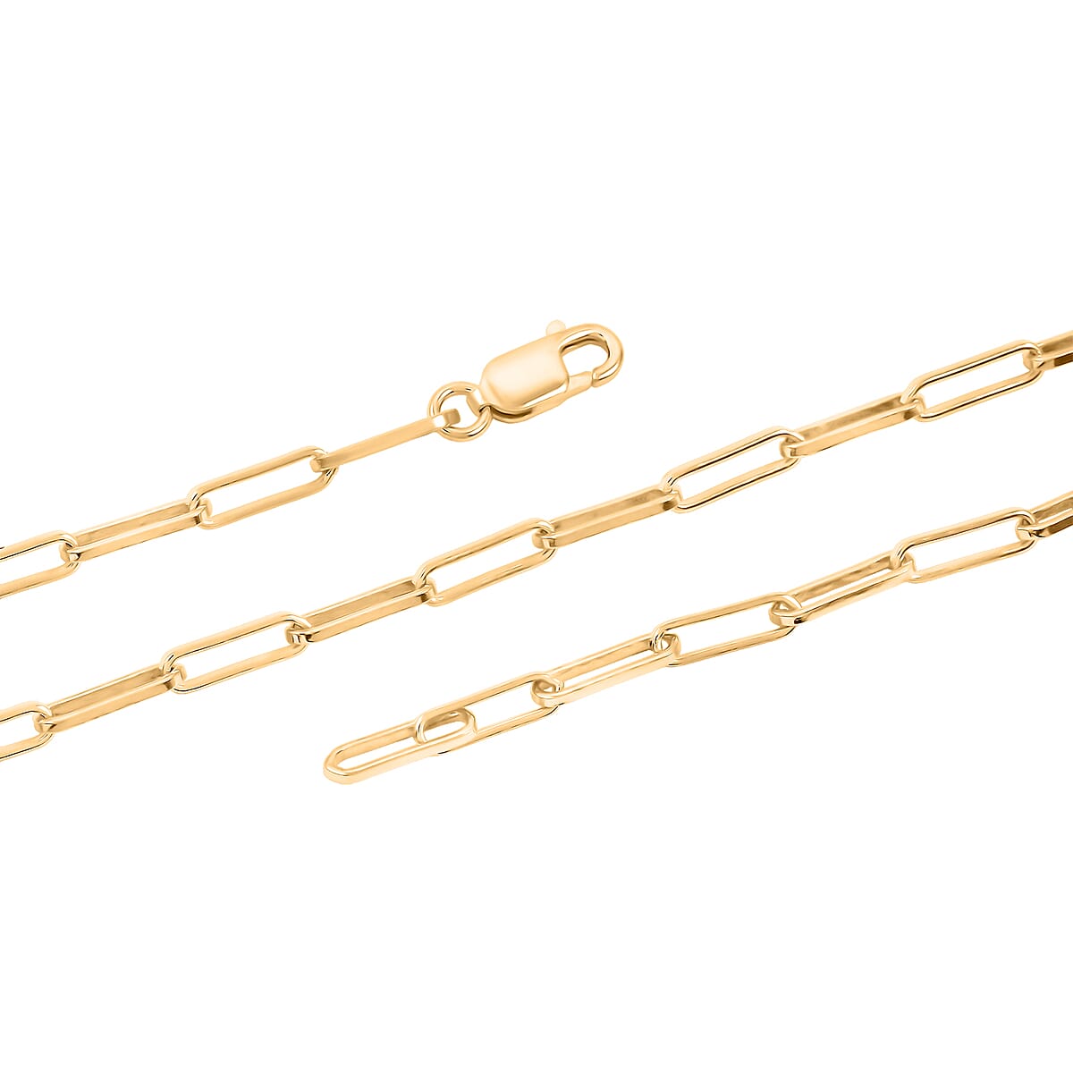 Italian 3mm Paper Clip Chain Necklace in 14K Yellow Gold Over Sterling Silver 7.80 Grams 20 Inches image number 5