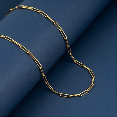 Italian 4.20mm Paper Clip Chain Necklace in 14K YG Over Sterling Silver 15.30 Grams 20 Inches