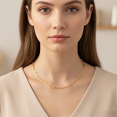 Italian 4.20mm Paper Clip Chain Necklace in 14K YG Over Sterling Silver 15.30 Grams 20 Inches