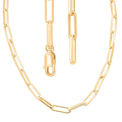 Italian 4.20mm Paper Clip Chain Necklace in 14K YG Over Sterling Silver 15.30 Grams 20 Inches