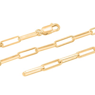 Italian 4.20mm Paper Clip Chain Necklace in 14K YG Over Sterling Silver 15.30 Grams 20 Inches