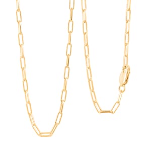 Italian 2.20mm Paper Clip Chain Necklace in 14K YG Over Sterling Silver 22 Inches 4.90 Grams