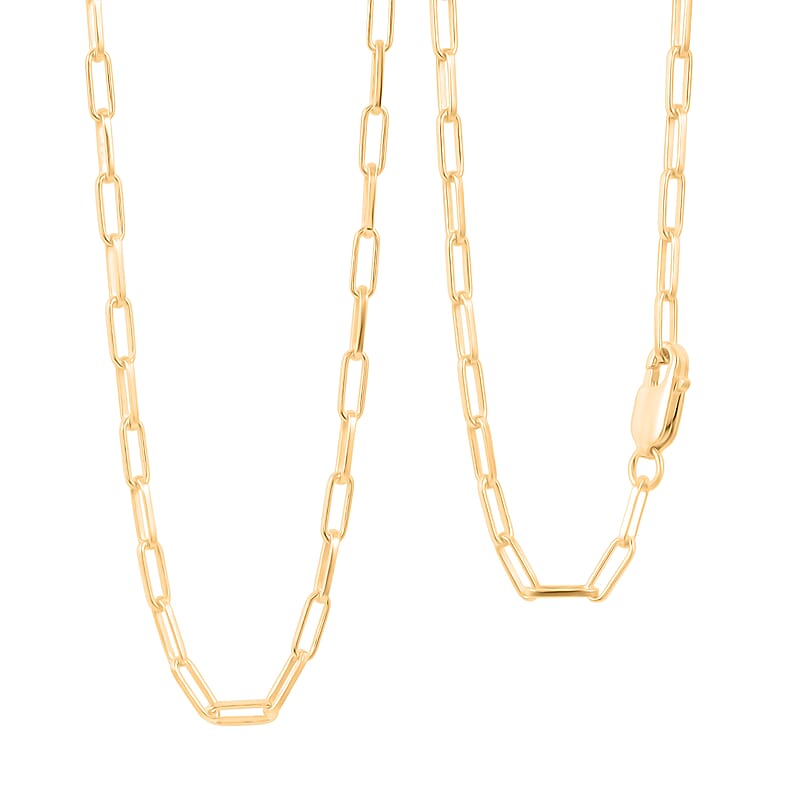 Italian 2.20mm Paper Clip Chain Necklace in 14K YG Over Sterling Silver 22 Inches 4.90 Grams