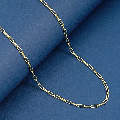 Italian 2.20mm Paper Clip Chain Necklace in 14K YG Over Sterling Silver 22 Inches 4.90 Grams