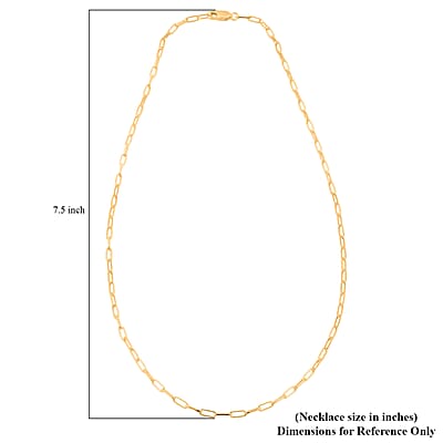 Italian 2.20mm Paper Clip Chain Necklace in 14K YG Over Sterling Silver 22 Inches 4.90 Grams